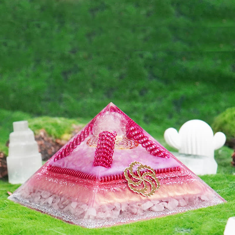 Pyramide d'orgone en pierre naturelle multifonctionnelle de guérison Olivenorma