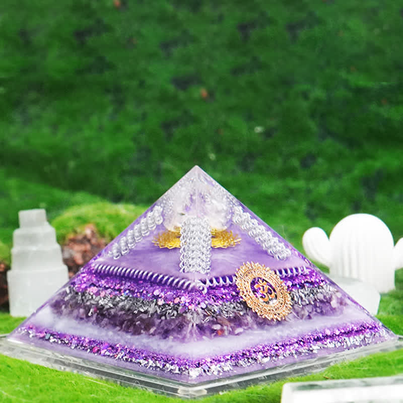 Pyramide d'orgone en pierre naturelle multifonctionnelle de guérison Olivenorma