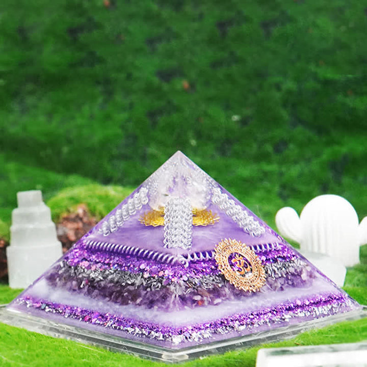 Pyramide d'orgone en pierre naturelle multifonctionnelle de guérison Olivenorma