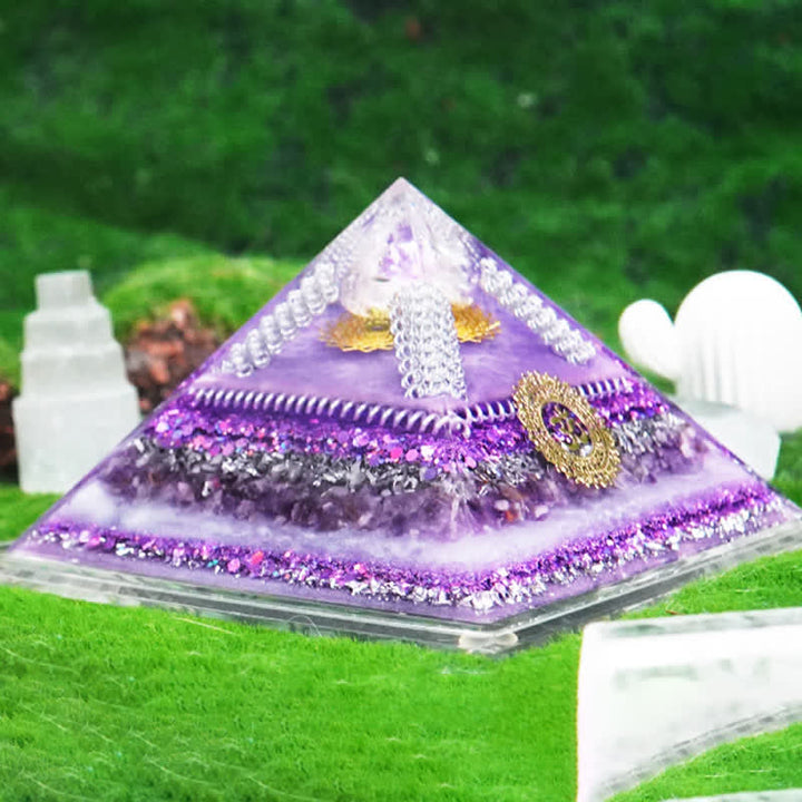 Pyramide d'orgone en pierre naturelle multifonctionnelle de guérison Olivenorma