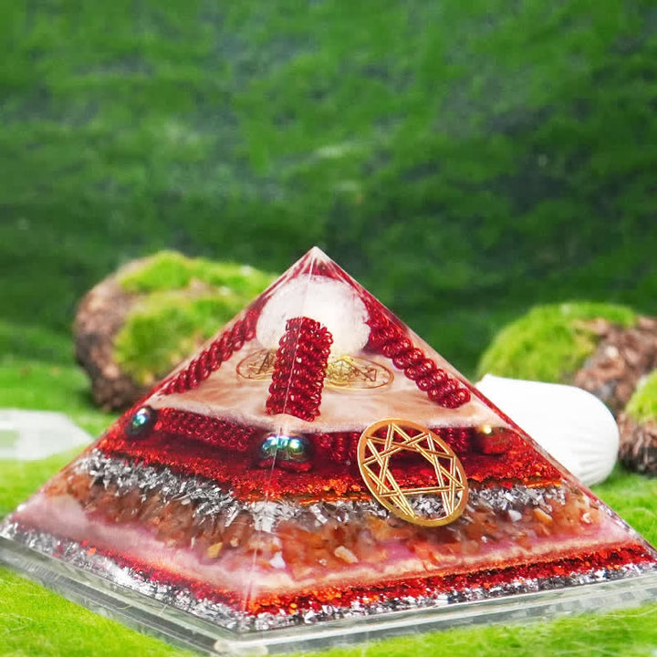 Pyramide d'orgone en pierre naturelle multifonctionnelle de guérison Olivenorma