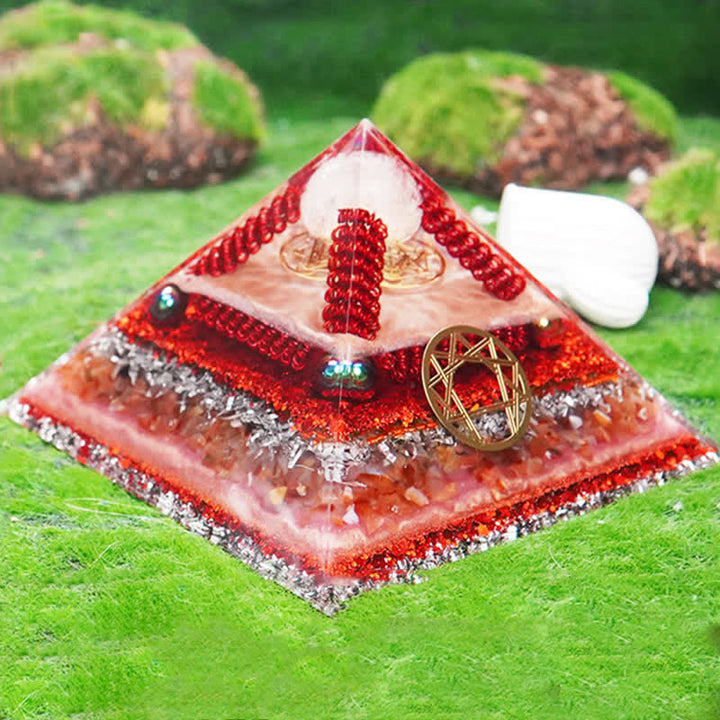 Pyramide d'orgone en pierre naturelle multifonctionnelle de guérison Olivenorma