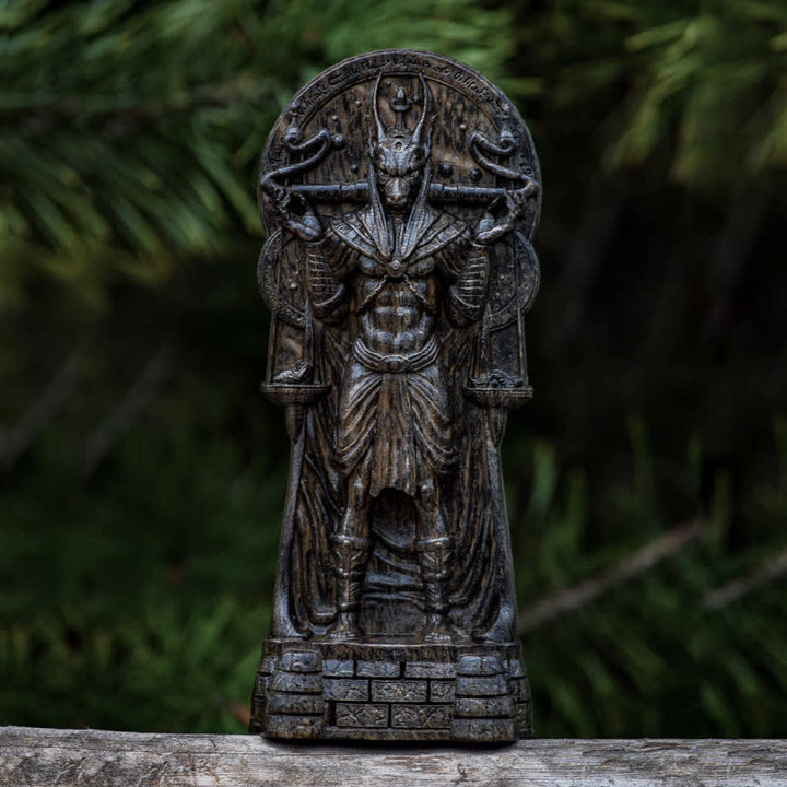 Statue du dieu égyptien Anubis en bois sculpté Olivenorma Décoration païenne