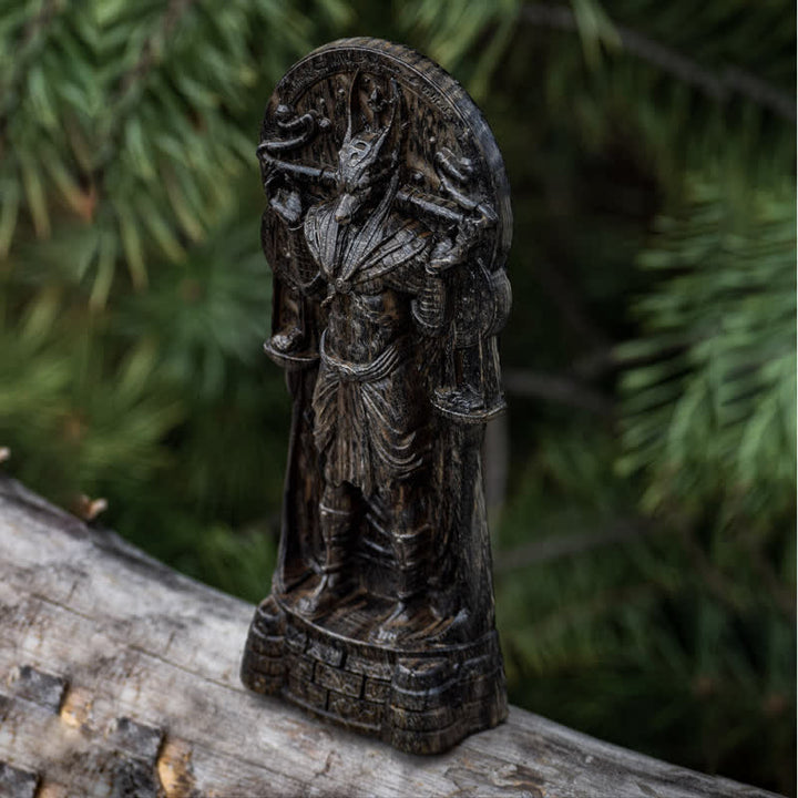 Statue du dieu égyptien Anubis en bois sculpté Olivenorma Décoration païenne