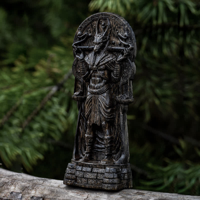Statue du dieu égyptien Anubis en bois sculpté Olivenorma Décoration païenne