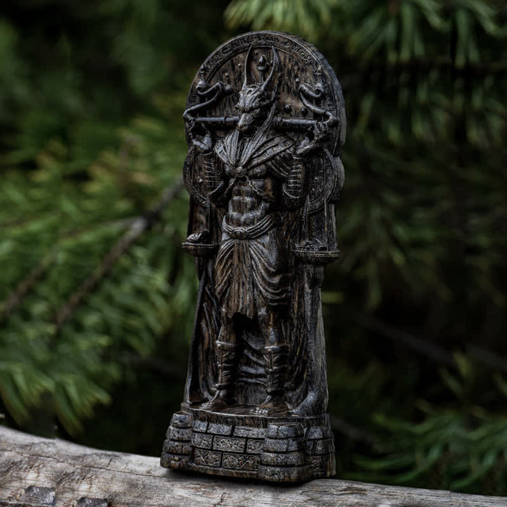 Statue du dieu égyptien Anubis en bois sculpté Olivenorma Décoration païenne