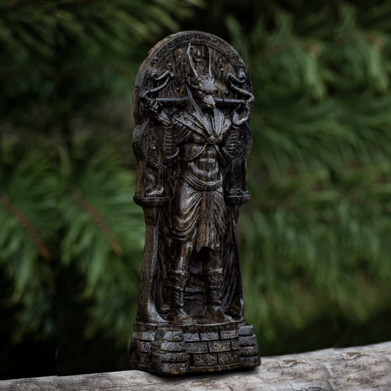 Statue du dieu égyptien Anubis en bois sculpté Olivenorma Décoration païenne