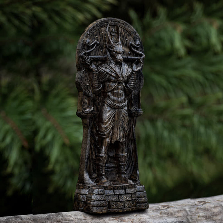 Statue du dieu égyptien Anubis en bois sculpté Olivenorma Décoration païenne