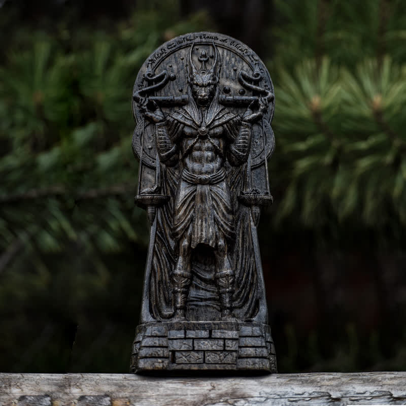 Statue du dieu égyptien Anubis en bois sculpté Olivenorma Décoration païenne