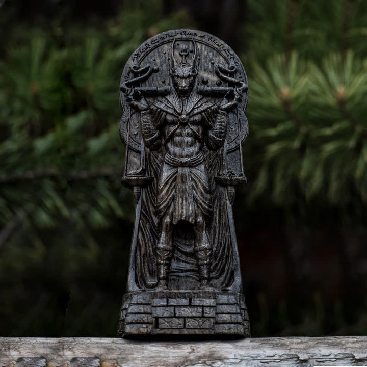 Statue du dieu égyptien Anubis en bois sculpté Olivenorma Décoration païenne