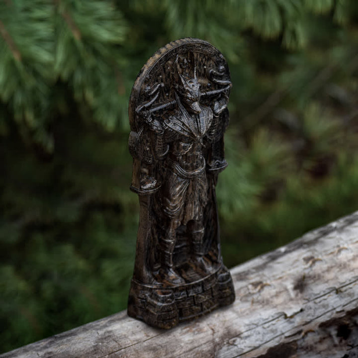 Statue du dieu égyptien Anubis en bois sculpté Olivenorma Décoration païenne