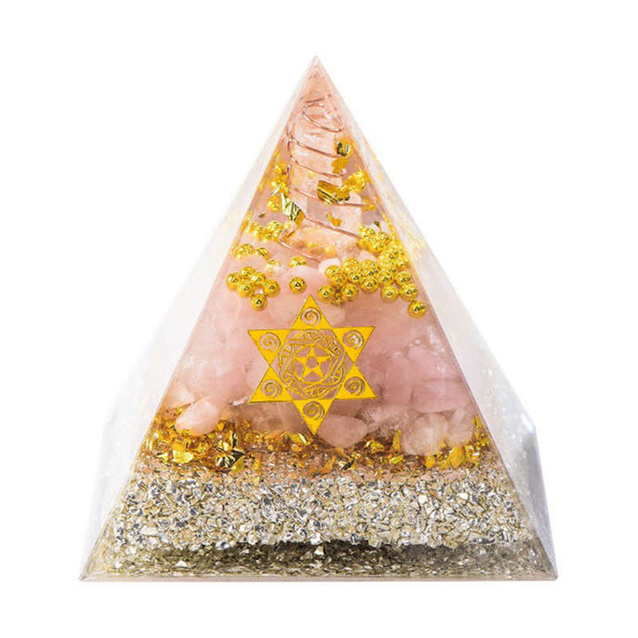 Pyramide d'orgone en cristal de quartz rose transparent Olivenorma Cube de Métatron