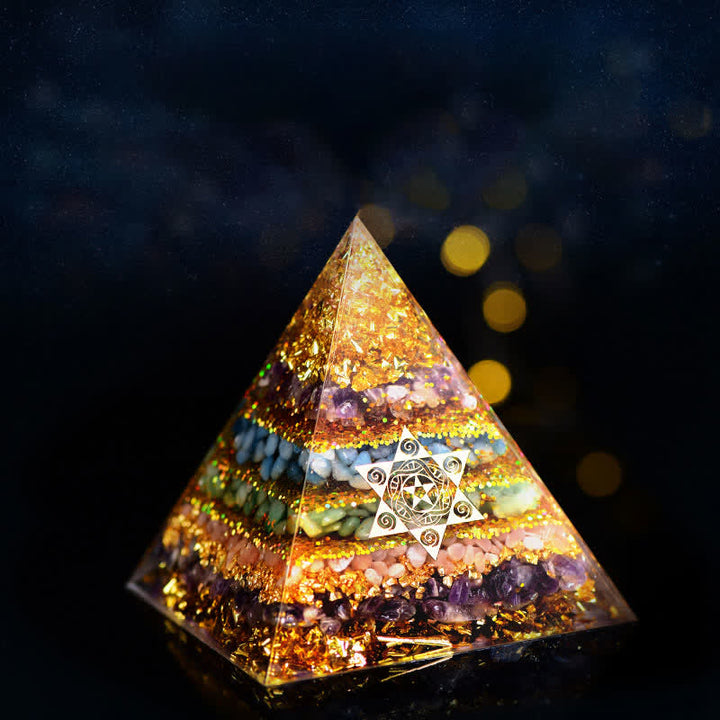 Pyramide d'orgone en pierre naturelle Olivenorma Cube de Métatron