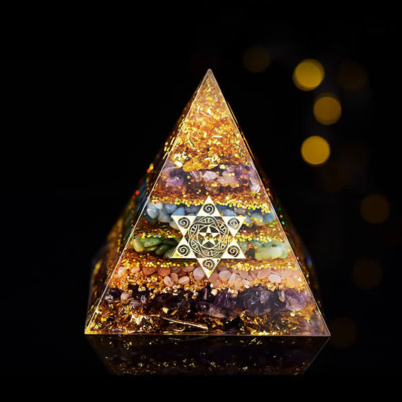 Pyramide d'orgone en pierre naturelle Olivenorma Cube de Métatron