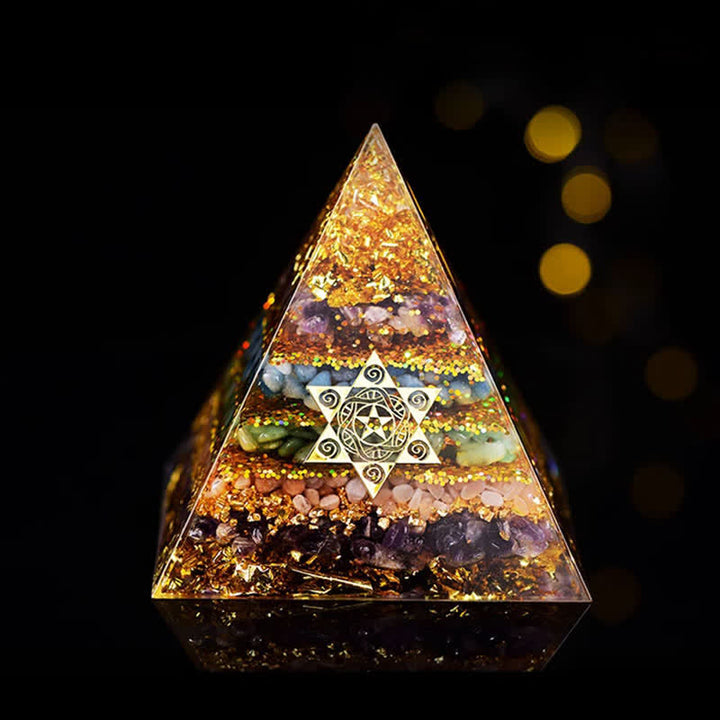 Pyramide d'orgone en pierre naturelle Olivenorma Cube de Métatron