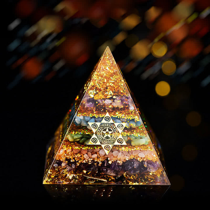 Pyramide d'orgone en pierre naturelle Olivenorma Cube de Métatron
