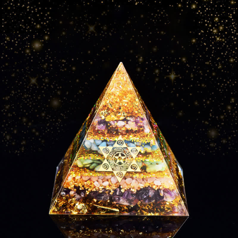 Pyramide d'orgone en pierre naturelle Olivenorma Cube de Métatron