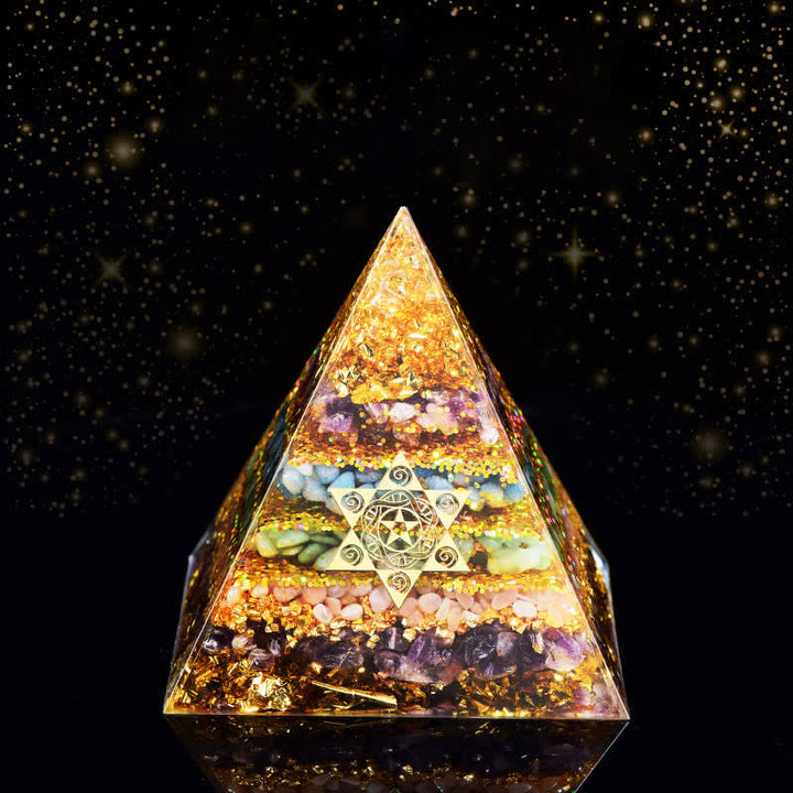 Pyramide d'orgone en pierre naturelle Olivenorma Cube de Métatron