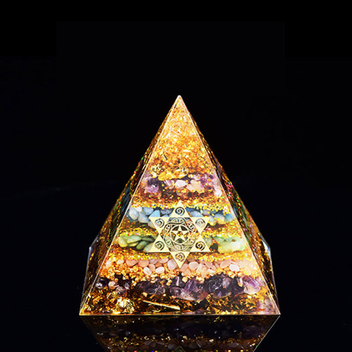 Pyramide d'orgone en pierre naturelle Olivenorma Cube de Métatron