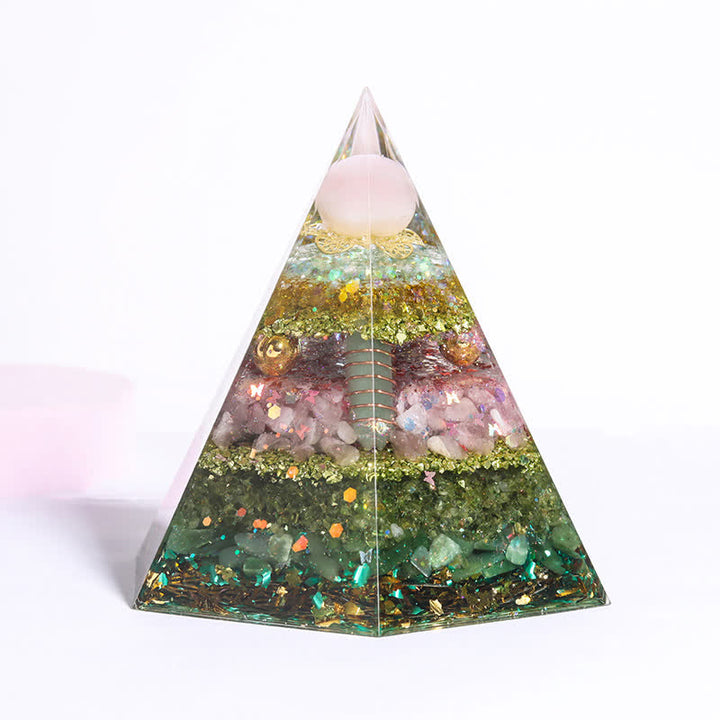 Pyramide d'orgone hexagonale en pierre naturelle porte-bonheur Olivenorma 