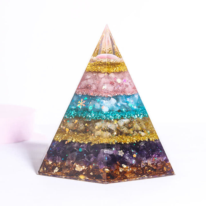 Pyramide d'orgone hexagonale en pierre naturelle porte-bonheur Olivenorma 