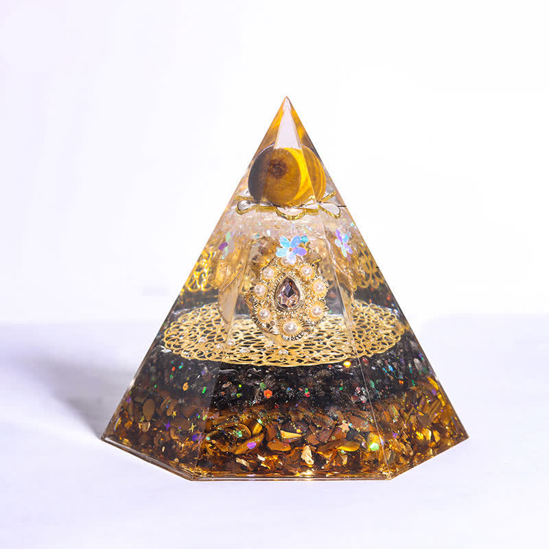 Pyramide d'orgone hexagonale en pierre naturelle porte-bonheur Olivenorma 