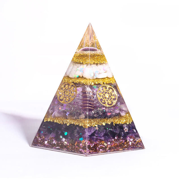 Pyramide d'orgone hexagonale en pierre naturelle porte-bonheur Olivenorma 