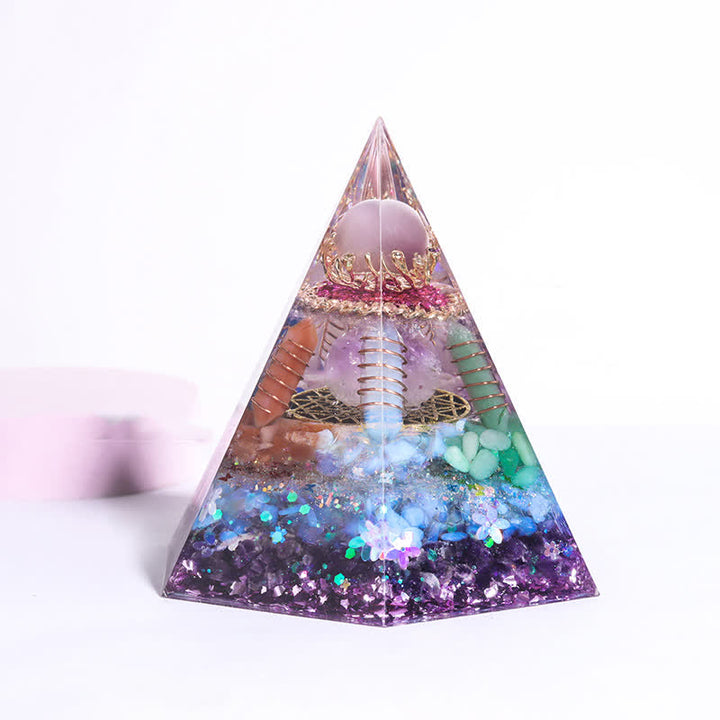 Pyramide d'orgone hexagonale en pierre naturelle porte-bonheur Olivenorma 