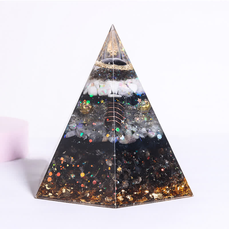 Pyramide d'orgone hexagonale en pierre naturelle porte-bonheur Olivenorma 