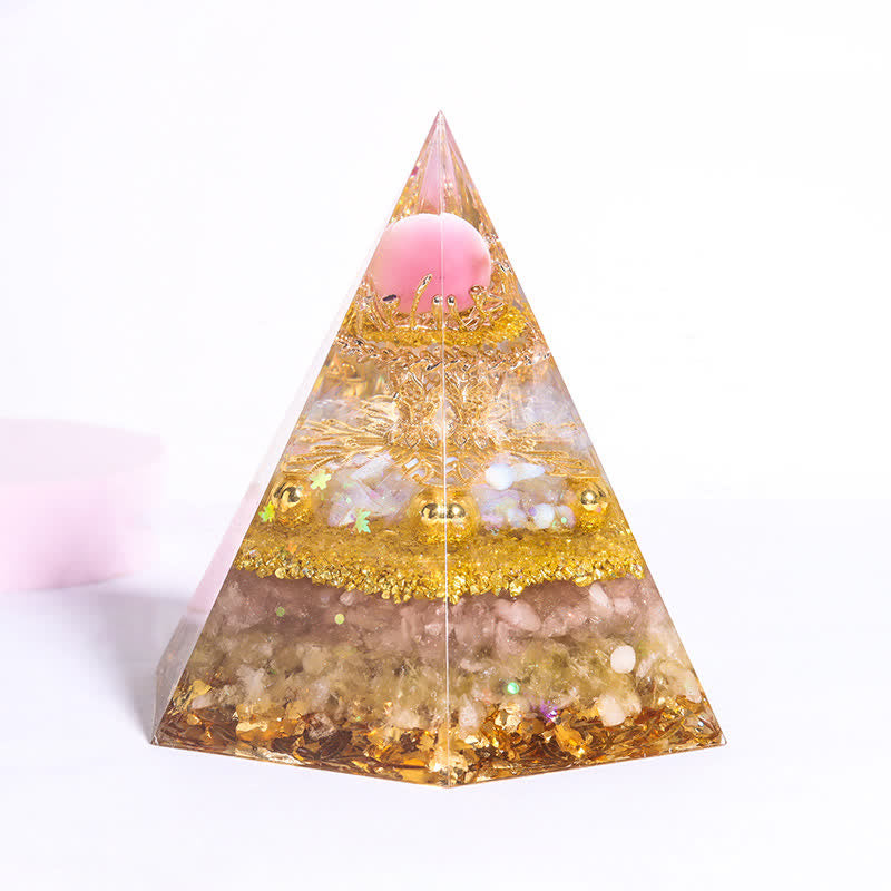 Pyramide d'orgone hexagonale en pierre naturelle porte-bonheur Olivenorma 