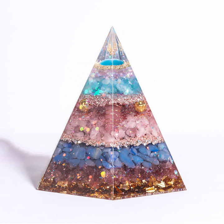 Pyramide d'orgone hexagonale en pierre naturelle porte-bonheur Olivenorma 