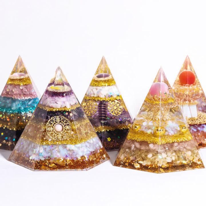 Pyramide d'orgone hexagonale en pierre naturelle porte-bonheur Olivenorma 