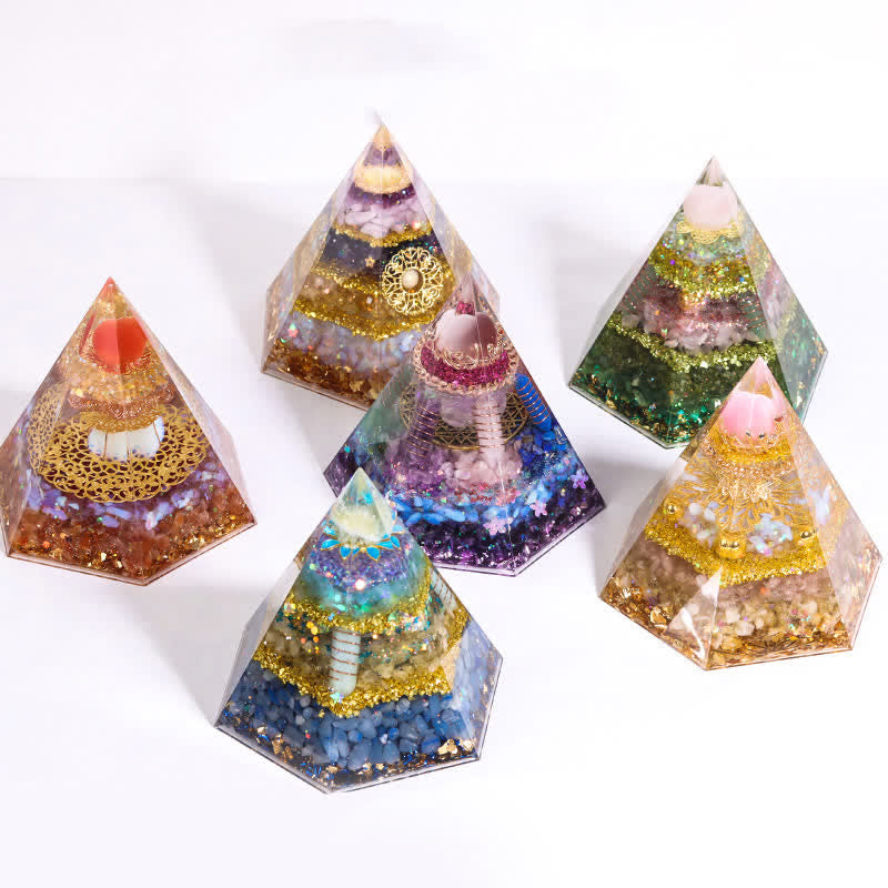 Pyramide d'orgone hexagonale en pierre naturelle porte-bonheur Olivenorma 