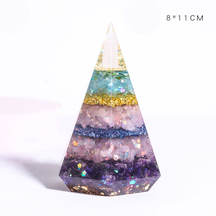 Pyramide polygonale orgone en pierre naturelle moulée en résine Olivenorma 