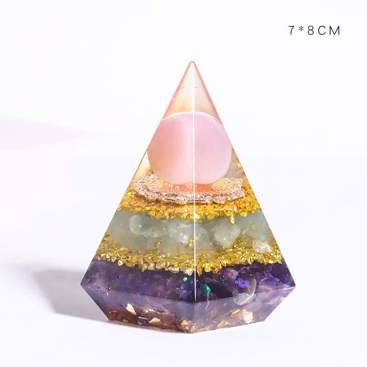 Pyramide polygonale orgone en pierre naturelle moulée en résine Olivenorma 