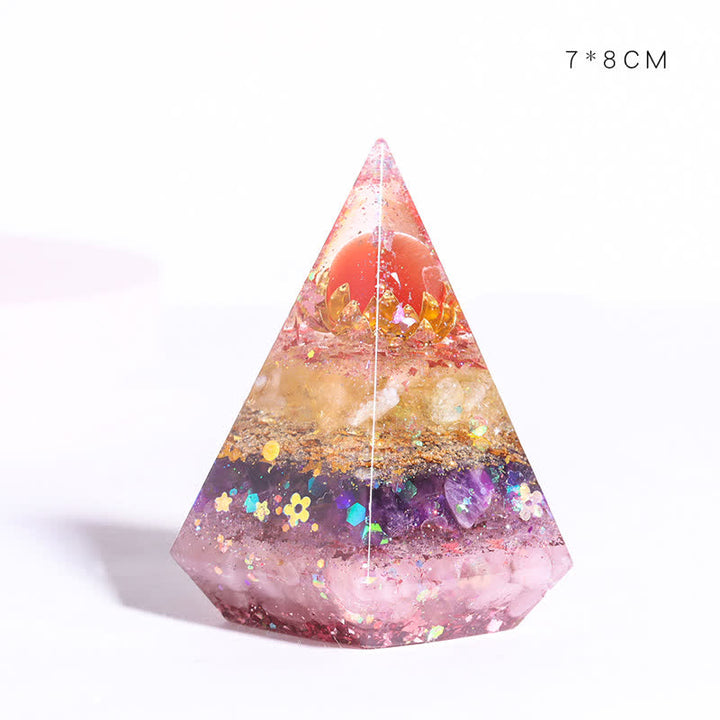 Pyramide polygonale orgone en pierre naturelle moulée en résine Olivenorma 