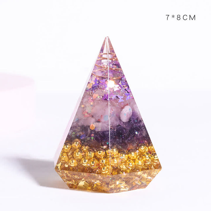 Pyramide polygonale orgone en pierre naturelle moulée en résine Olivenorma 