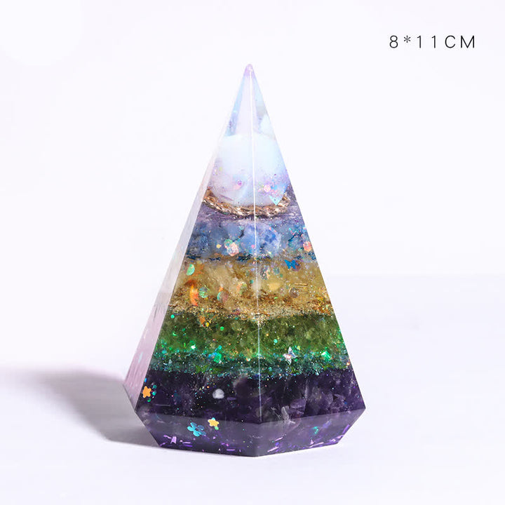 Pyramide polygonale orgone en pierre naturelle moulée en résine Olivenorma 