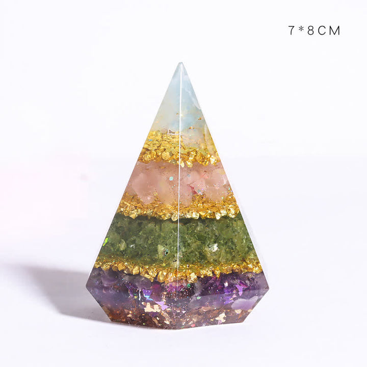 Pyramide polygonale orgone en pierre naturelle moulée en résine Olivenorma 