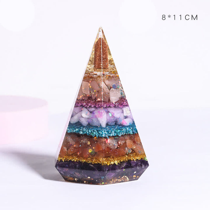 Pyramide polygonale orgone en pierre naturelle moulée en résine Olivenorma 