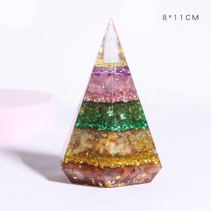 Pyramide polygonale orgone en pierre naturelle moulée en résine Olivenorma 