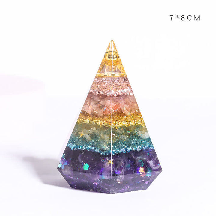 Pyramide polygonale orgone en pierre naturelle moulée en résine Olivenorma 