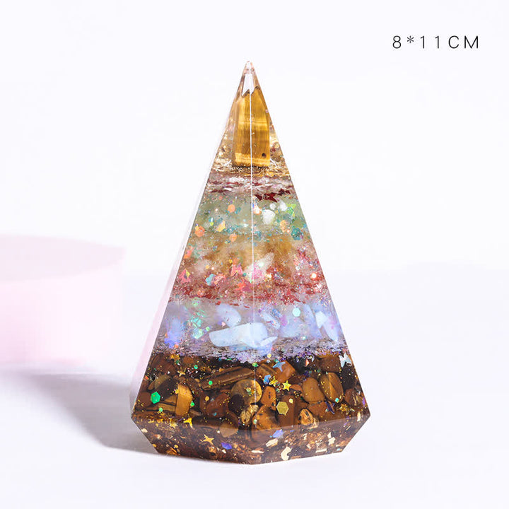 Pyramide polygonale orgone en pierre naturelle moulée en résine Olivenorma 