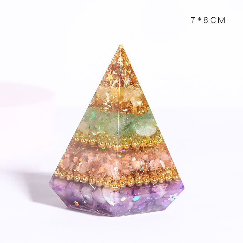 Pyramide polygonale orgone en pierre naturelle moulée en résine Olivenorma 