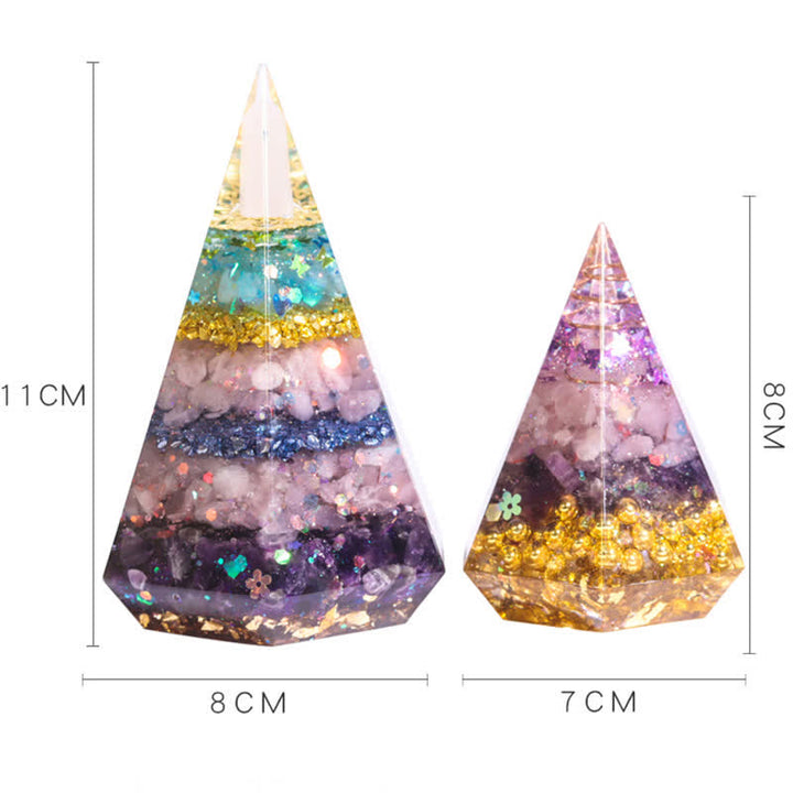 Pyramide polygonale orgone en pierre naturelle moulée en résine Olivenorma 