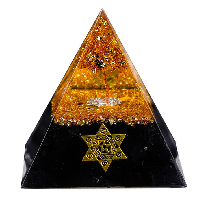 Pyramide d'orgone en obsidienne œil de tigre Olivenorma « Gardien de la maison »