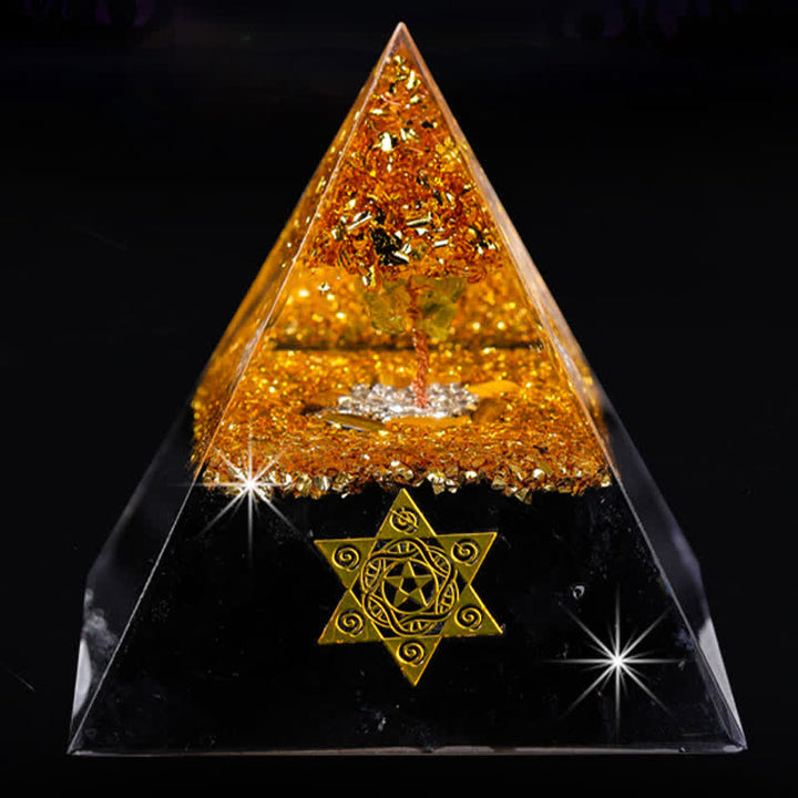 Pyramide d'orgone en obsidienne œil de tigre Olivenorma « Gardien de la maison »