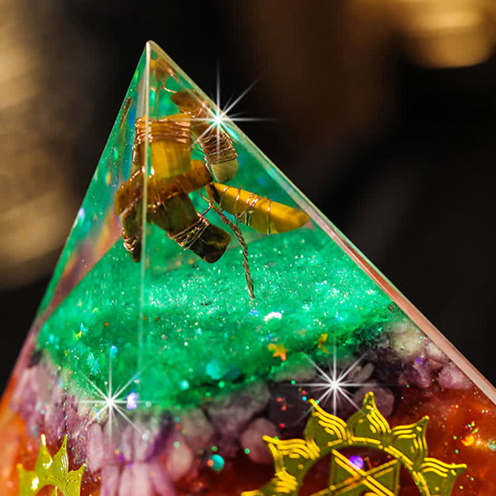 Pyramide d'orgone en pierre naturelle Olivenorma « Augmentez vos opportunités »