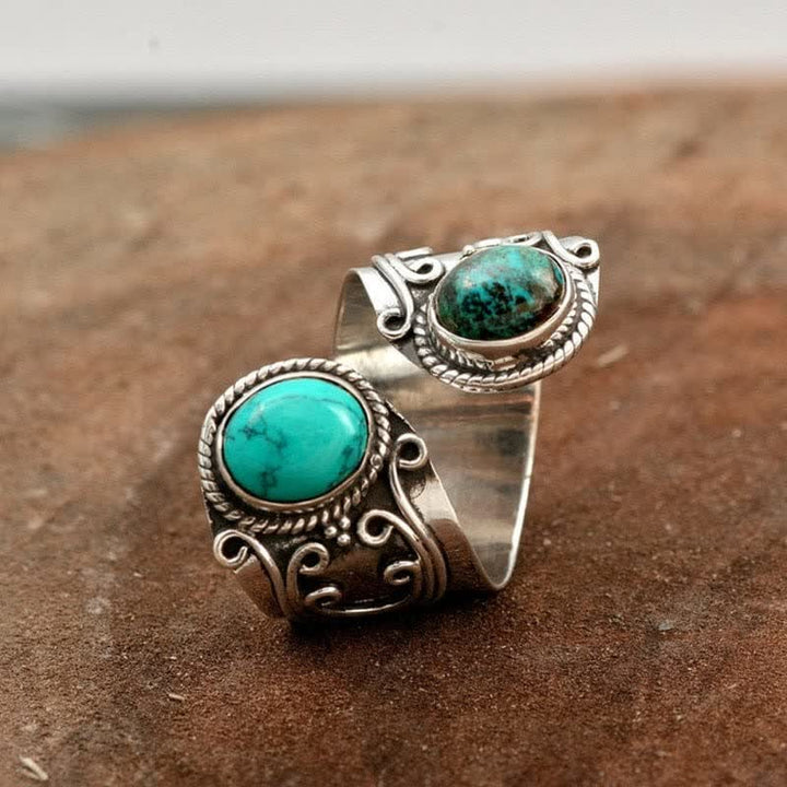 Bague ouverte en turquoise vintage Olivenorma