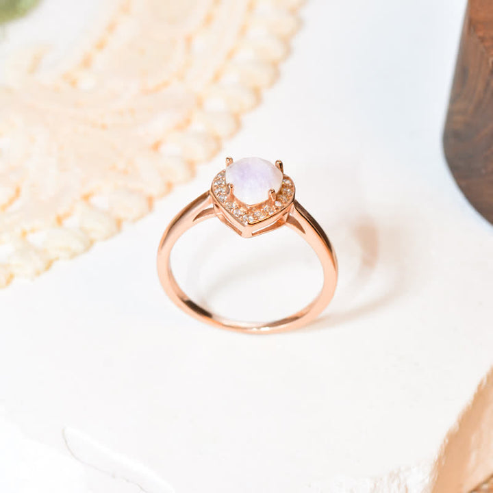 Bague coeur à facettes en pierre de lune naturelle Olivenorma